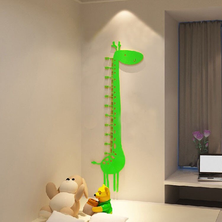 Giraffe Height Sticker Acrylic 3D Wall Stickers Growth Meter for Kids Rooms Porch Nursery Decor Children's Rangefinder: green