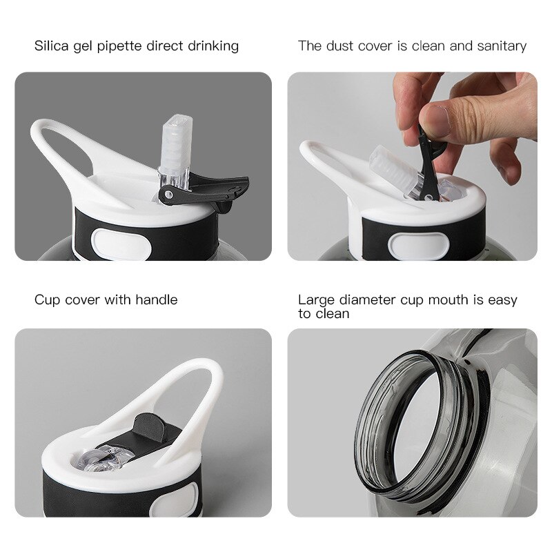 Bottled Joy Large Capacity 3.78L 2.5L Sports Water Bottles With Straw Lid Hiking Plastic Ton Barrel Pipette Cup Juice Milk Cups