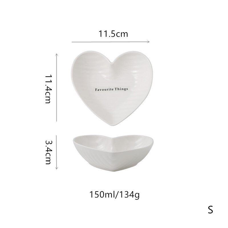 Jo life hjerteform skål valentinsdag romantisk keramisk dessert salat fad køkken ovn bordservice kage mad skål: Hvid s