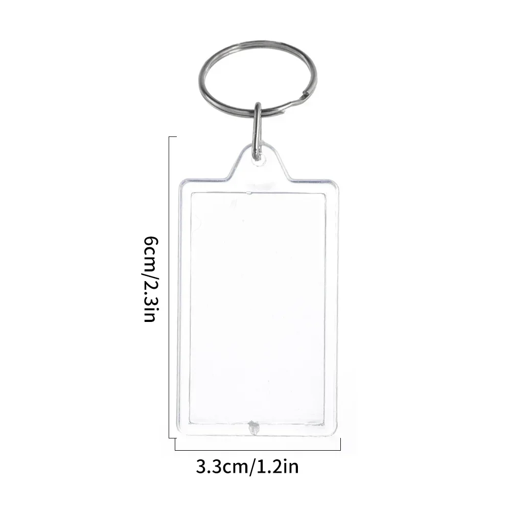 Transparent Blank Acrylic Photoes Frame Keychain DIY Photo Insert Rectangle Clothes/Octagonal Shape Split Ring Key Chain: WHITE / Red