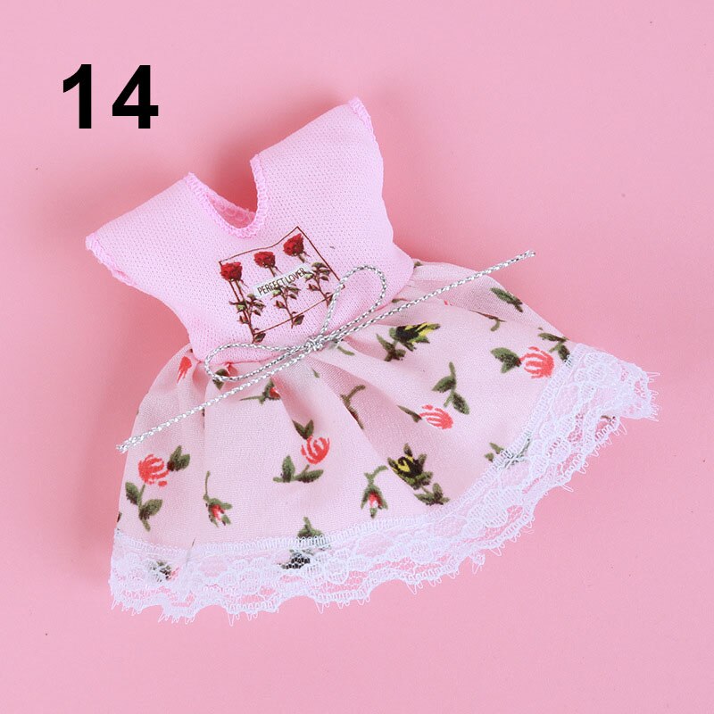 16cm bjd baby dukke tøj 1/12 blomster prinsessekjole dagligt fritidstøj tilbehør dukker legetøj til piger cool: 14