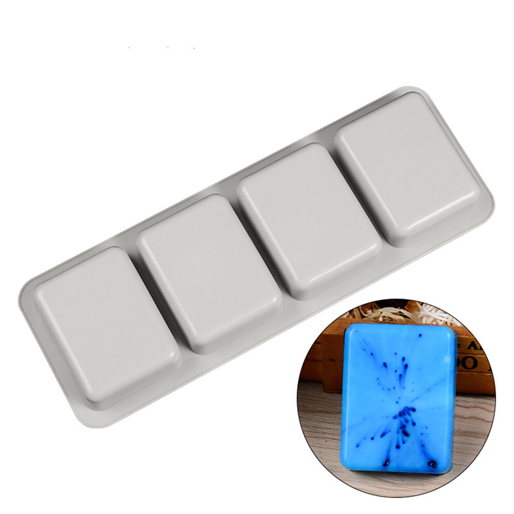 Silicone Soap Mold Multi-function Diy Handmade Craft 3d Bathroom Kitchen Making Forms Baking Soap Mould For Soap Making 4-grids