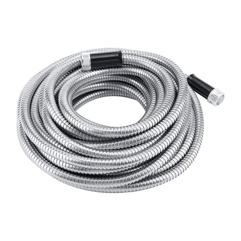 50FT Stainless Steel Garden Hose with Spray Nozzle Lightweight Kink Garden Water Hose