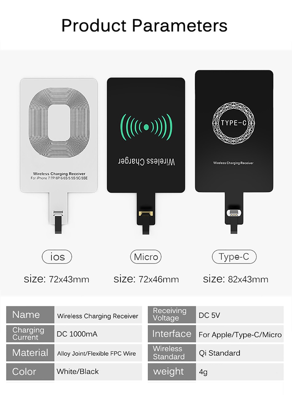 Qi Draadloos Opladen Ontvanger Micro Usb Type C Universele Snelle Draadloze Oplader Adapter Voor Samsung Huawei Iphone Voor Xiaomi