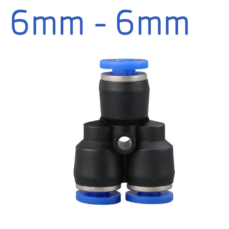3- vägs port y form pneumatisk luft 12mm 8mm 10mm 6mm 4mm od slang rör tryck plaströrskopplingar: 6mm-6mm