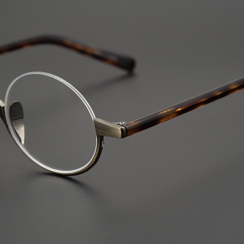 Japanese Brand Lennon Titanium Round Glasses Men Women Handmade Ultra-Light Small Frame Retro Eyeglasses Myopia Oculos Semi-Rim