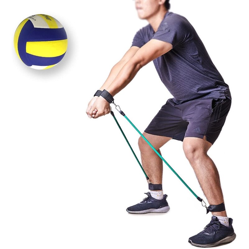 Ayuda de entrenamiento de voleibol, banda de resistencia de látex, cuerda elástica, conjunto de cinturón de lazo de tensión Y4UB