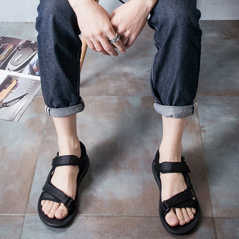 Mannen Sandalen Mannen Zomer Schoenen Zwart Strand Sandalen Voor Man Plus Size 45 46