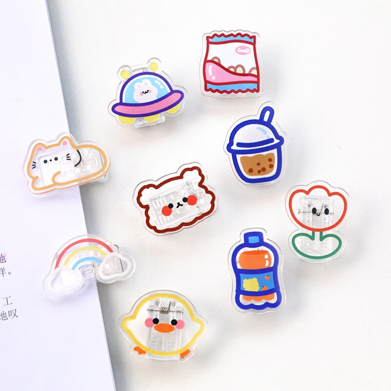 2Pc Transparant Acryl Clips Schattige Beer Bloem Briefpapier Test Papier Clip Snacks Afdichting Clip Kawaii Foto Kaarthouder