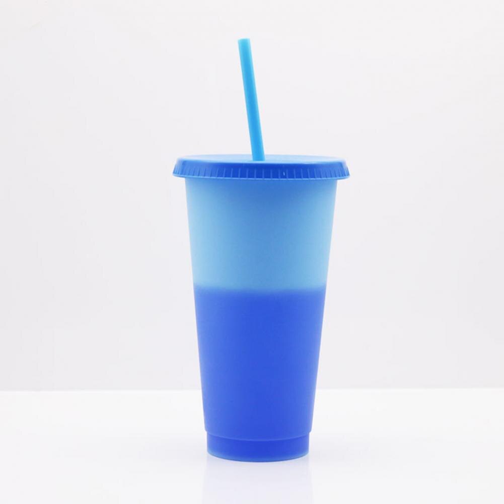 720ML Reusable PP Straw Cup Water Cold Cups with straw Discoloration Water Drinking Cup Juice tumblers Cup Straw Mug Drinkware