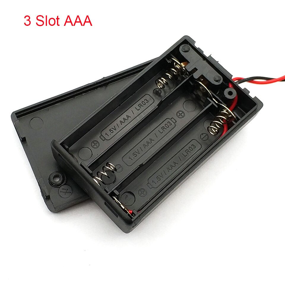 1Pcs AAA Battery Holder Case Box With Leads With ON/OFF Switch Cover 2 3 4 Slot Standard Battery Container: 3 Slot