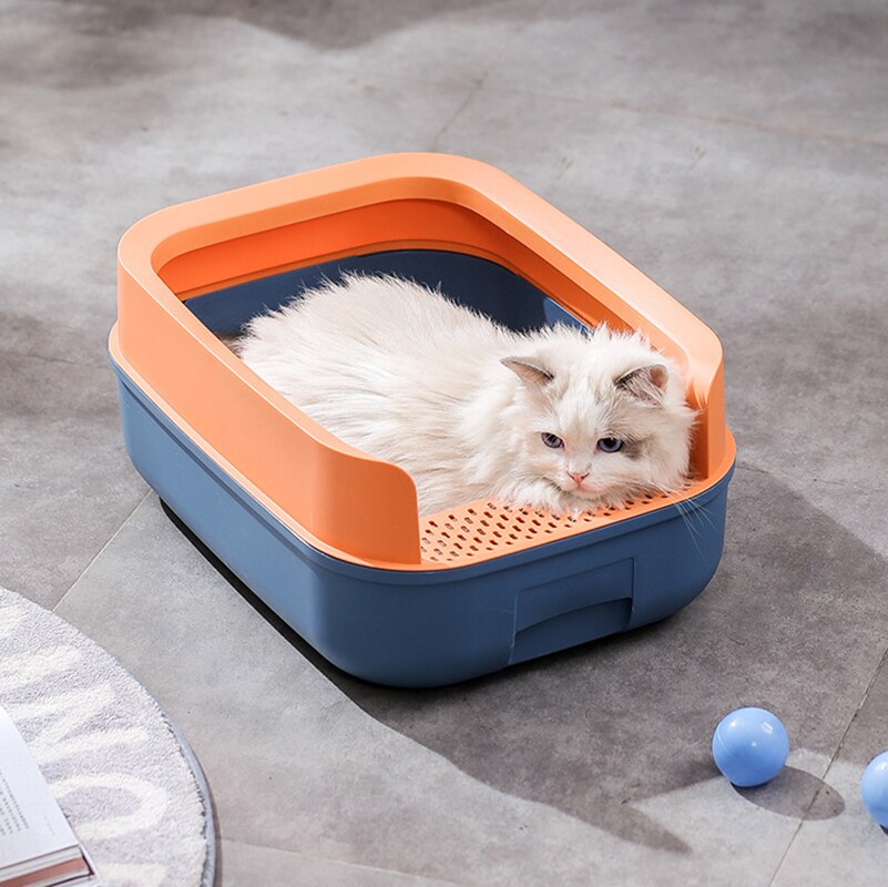3-in-1 Konijnenhooivoerbak met Kattenbak en 2 Kommen 3-in-1 Konijnenhooivoerbak met Kattenbak en 2 Kommen
