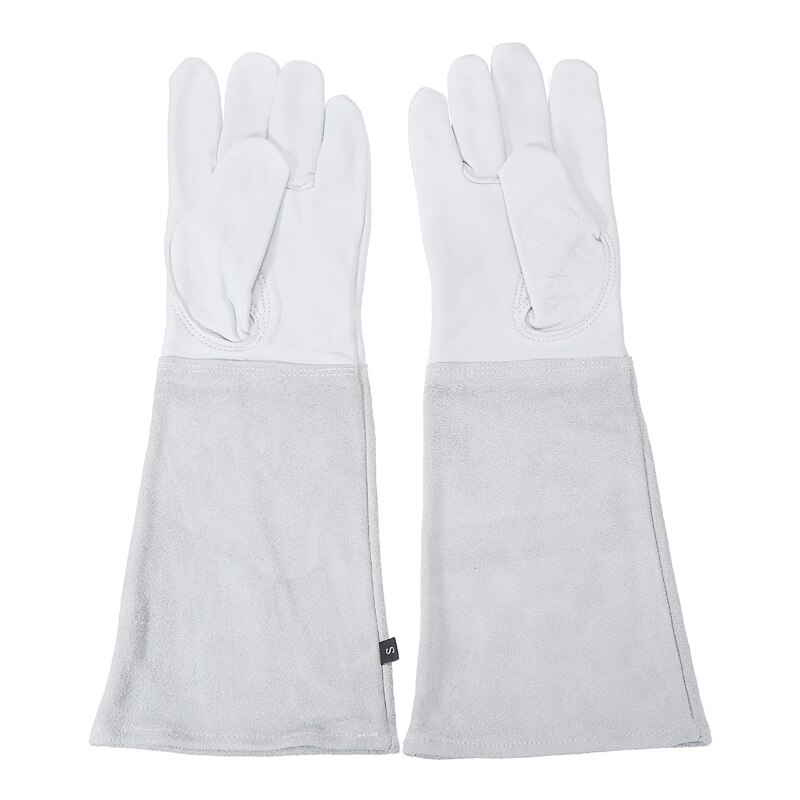 Guantes de poda de rosas para trabajo pesado, manoplas de manga larga a prueba de espinillas, para jardín y soldadura, 1 par: Gray / L