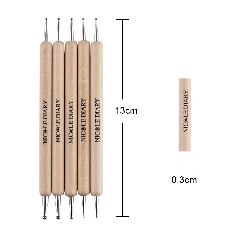 Nicole Dagboek Dual-Ended Puntjes Pen Nail Art Tool Rhinestone Studs Picker Wax Potlood Kristal Kralen Handvat