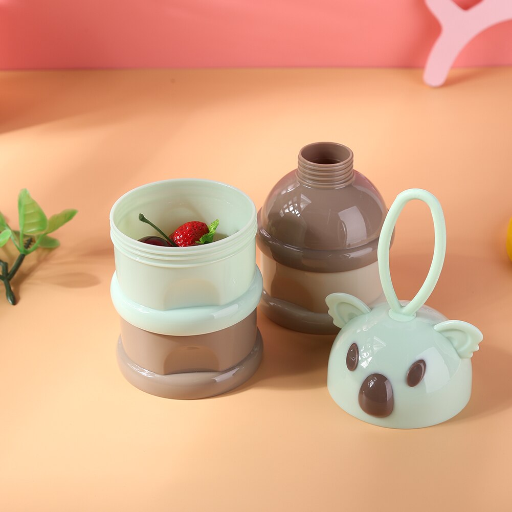 3 Layer Bear Style Portable Baby Food Storage Box Bear Shape Essential Milk Powder Container Baby Snacks Cereals Fruit Container