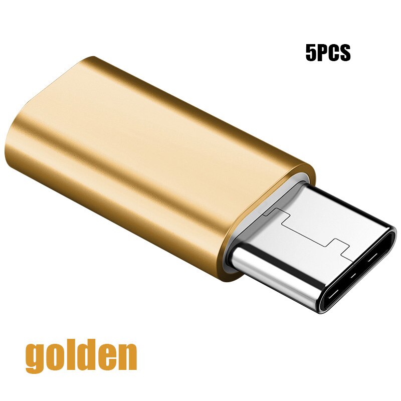 1/5/10PCS Mini portátil USB 3,1 Micro hembra a USB-C tipo-C macho de datos Adaptador convertidor para Huawei Xiaomi Samsung Galaxy A8 A9: Gold5PCS