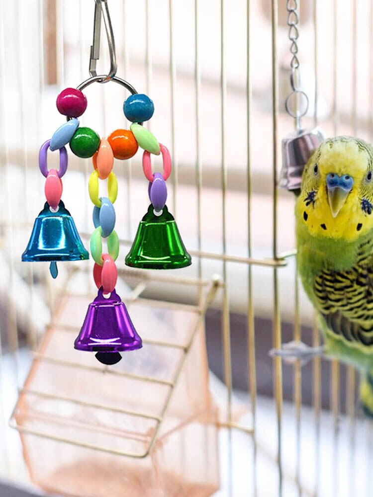 8PCS/set Bird Parrot Swing Toy Hanging Bell Ladders Bird Chew Toy Puppy Parrot Hanging Chewing Toys Bird Training Supplies