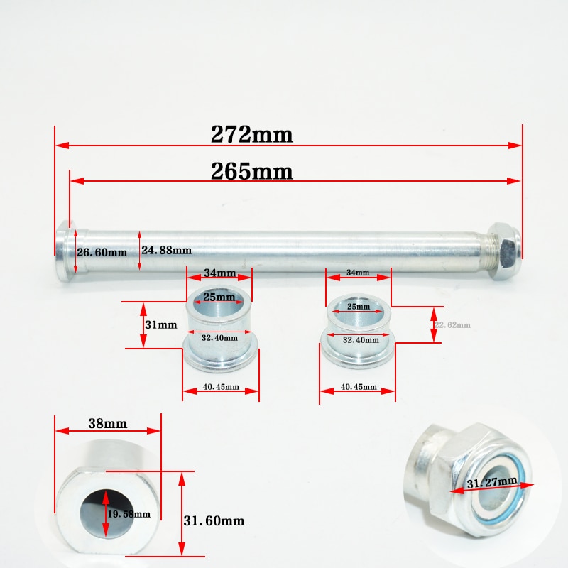 Motorcycle Rear Axle Galvanized Steel Rear Wheel Axle Motocross Shaft Pivot Assy For CRF250R CRF250X CRF450R CRF450X