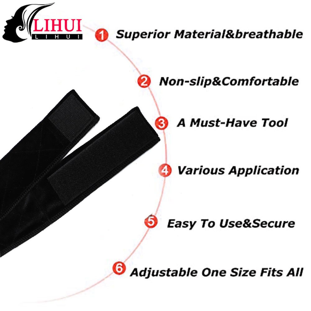 LIHUI Wig Grip Band With Double Sided Velvet Adjustable Wig Hair Band Wig Elastic Band Brown/Black/Beige Hand Made Non-Slip