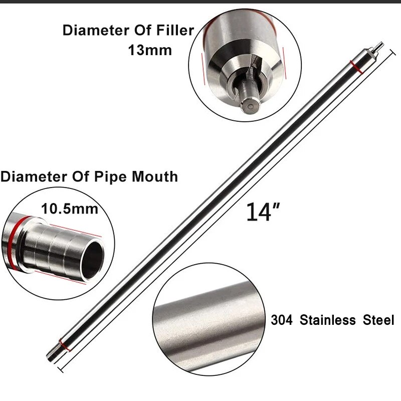 35cm Spring Load Beer Bottle Filler Kit,Bottling Bucket Spigot &amp;Brush &amp; 1M Hose,Stainless Steel Wine Transfer Tools For Homebrew