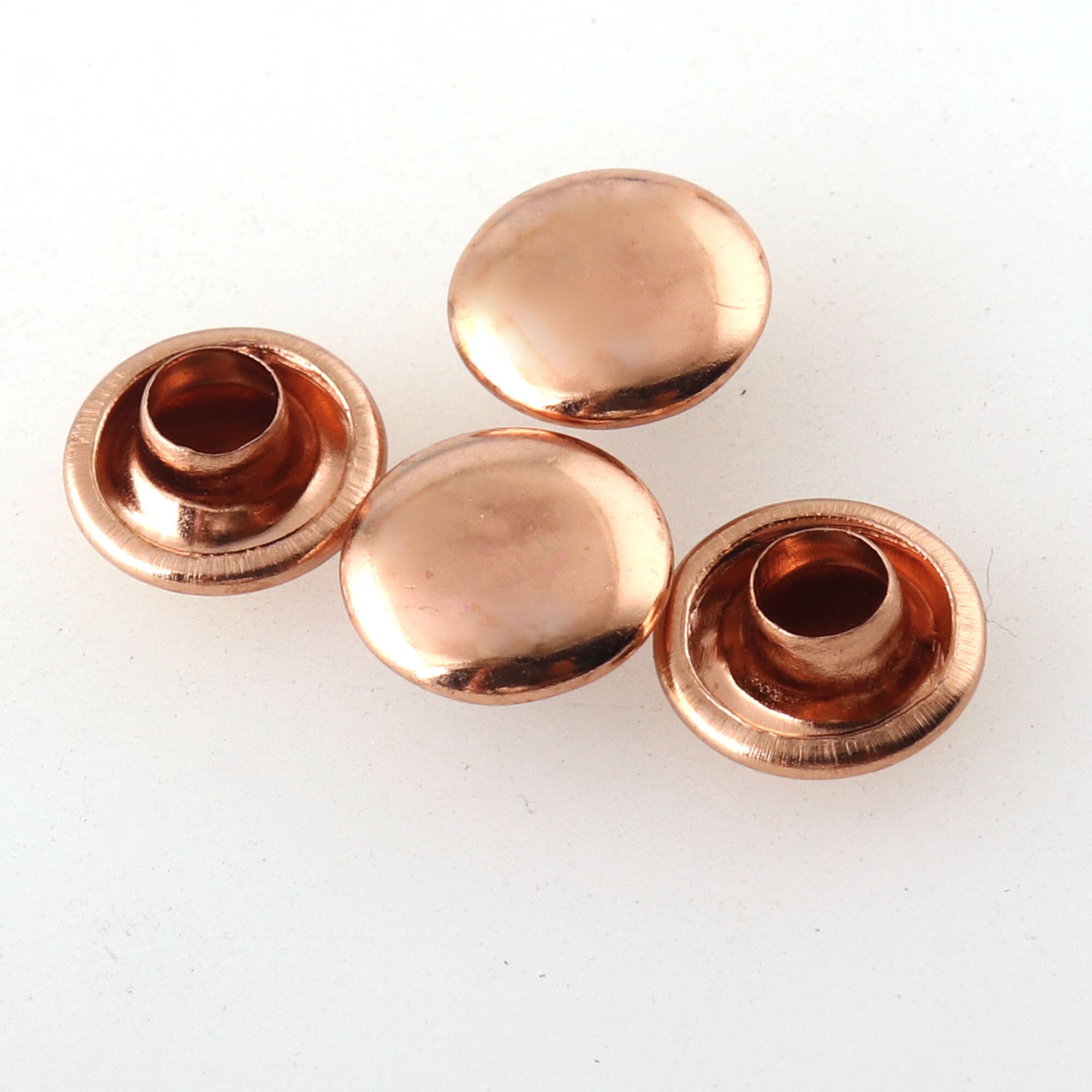 Rose Gold Rivet Studs Double Caps Rivets for Leather and Crafts Round Rapid Rivet Metal Buttons Used in Belts Leathers Bags 8 mm