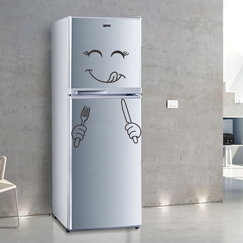 Funny Cartoon Fridge Magnet Happy Delicious Face Cute Kitchen Refrigerator Wall Stickers Art Smiley Cute Fridge Stickers