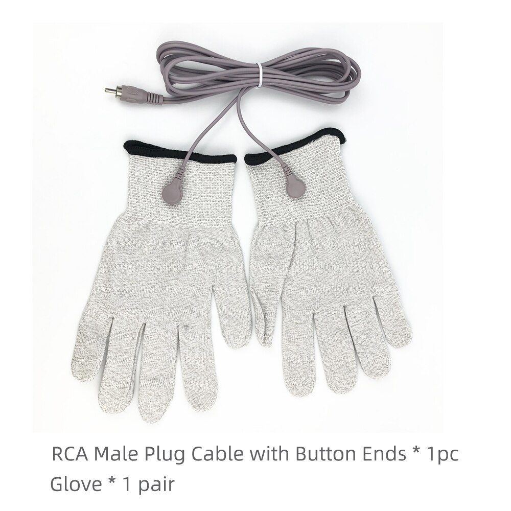 EMS Magische Handschoen met 1.5M Knop Kabel Elektriciteit Geleidende Gezicht Body Massage Golves Huid lifting Aanscherping Tool: Roze