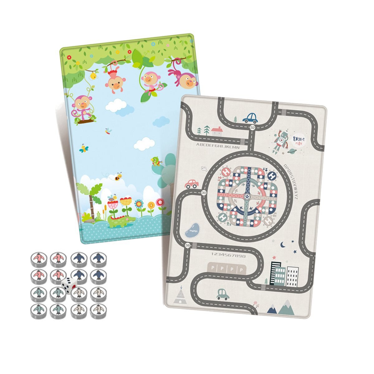 200x180cm LDPE Baby Crawling Play Mat Game Rug Children Carpet Cartoon Floor Cover Mat Carpet Foldable Non-Slip Playing Mats