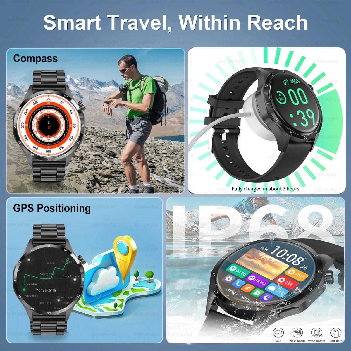 2025 tendências da moda novo gps relógio inteligente masculino freqüência cardíaca amoled nfc ip68 à prova dip68 água relógios esportivos bluetooth chamada twatch para huawei