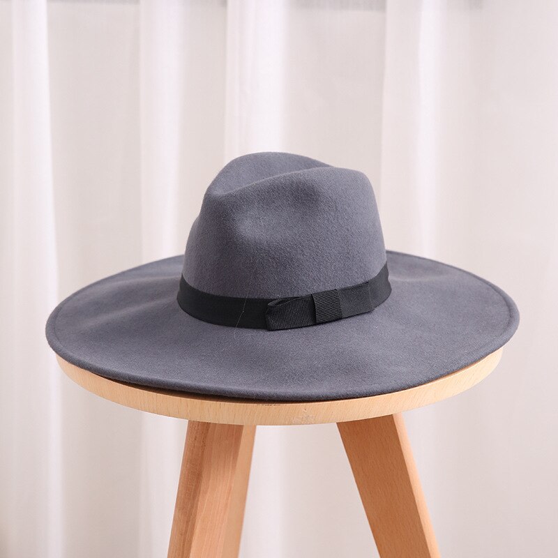 Men Fedora Hat Australia Wool Women's Hats 12cm Large Brim Woolen Hat for Classic Church Wool Felt Hat