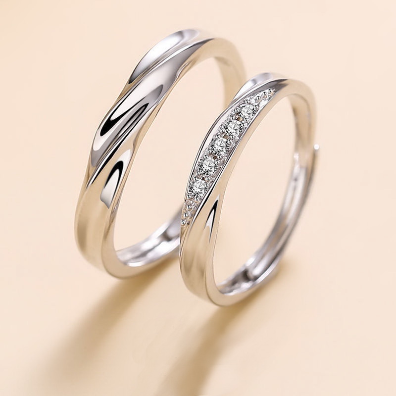 Nueva , anillos de pareja de lujo para mujeres y hombres, deslumbrante anillo cuadrado de circonia delicado, joyería romántica para el Día de San Valentín y la boda