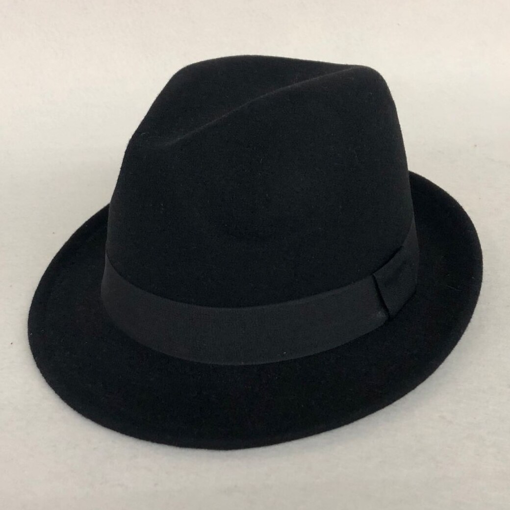 Wool Women Men Fedora Hat For Winter Autumn Lady Gangster Trilby Felt Homburg Church Jazz Hat 55-58CM: Black
