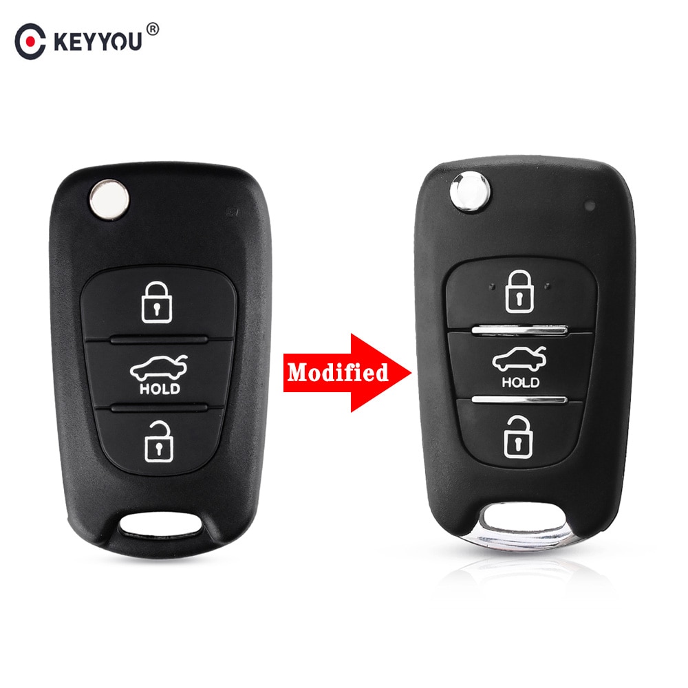 Keyyou 3 Knoppen Gewijzigd Auto Flip Folding Key Shell Remote Fob Voor Hyundai I30 IX35 I20 Houd Knoppen