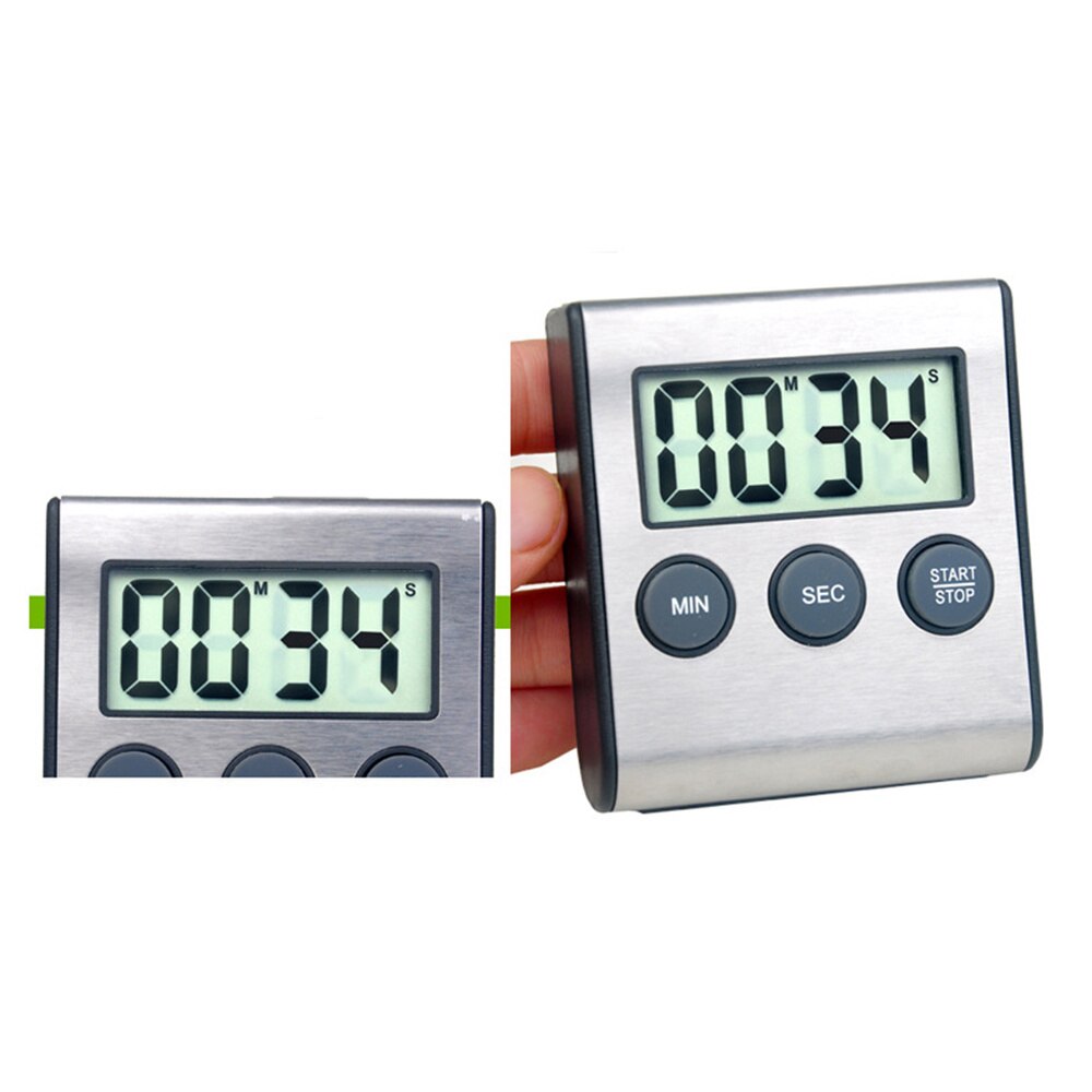 Stainless Steel Digital Kitchen Timer Minute Second Count Up and Countdown Timers for Cooking Sports Games(Without