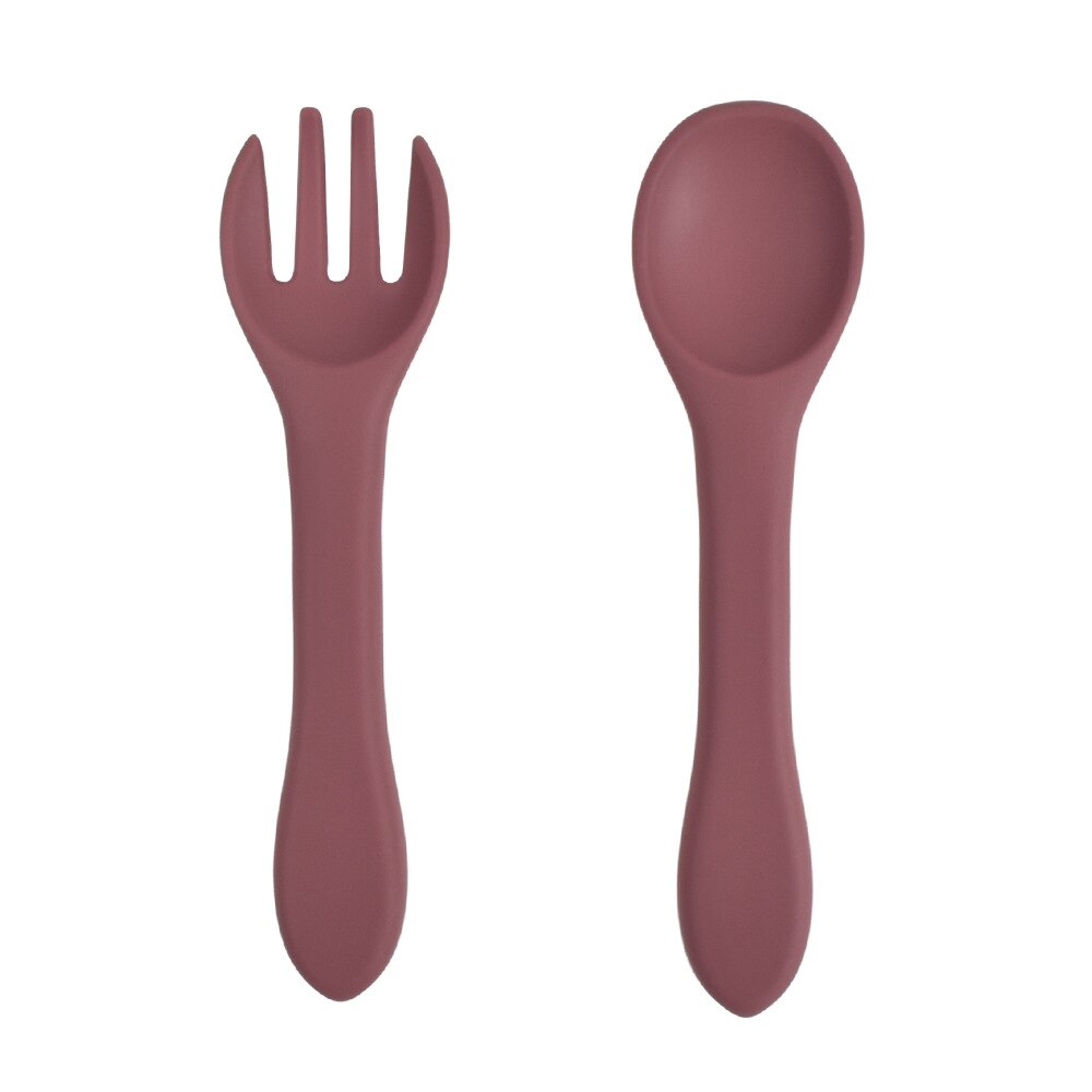 Cuchara de silicona para bebé, tenedor de silicona de grado alimenticio, vajilla de alimentación para niños de 0 a 3 años: Y16