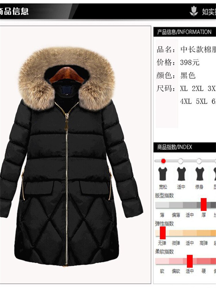 2022 Winter Toevallige Zwarte Katoenen Jassen Vrouwen Temperament Mid-Length Hooded Down Katoenen Jas Dikke Warme Outer Wear Tops vrouwelijke