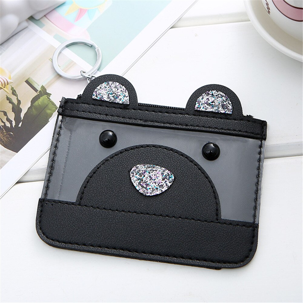 Femmes portefeuille porte-clés Faux cuir sac portefeuilles à glissière ours porte-monnaie embrayage dame PU: 3