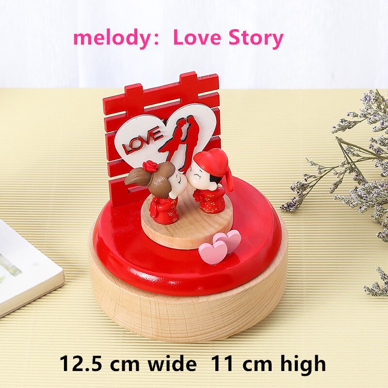Rotary music box Choose eco-friendly wood Wood crafts music box A birthday Music box: Happy love