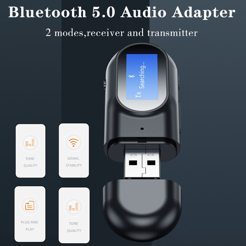 tebe 2 IN 1 Draadloze Audio Adapter Bluetooth 5.0 Ontvanger Zender met Digitale Lcd-scherm 3.5mm Audio Aux voor Hoofdtelefoon Luidspreker Auto TV