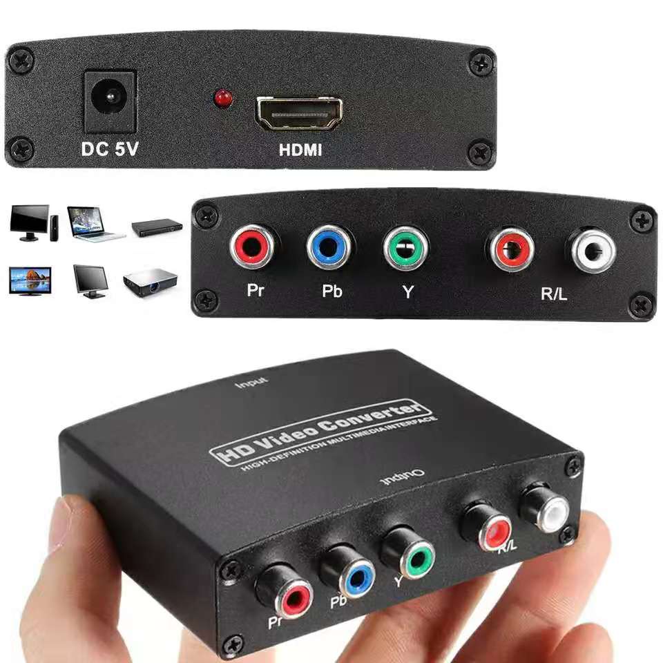 1080P HDMI-compatible to RGB Component 5 RCA YPbPr Video R/L Audio Converter Adapter For PC DVD HDTV Monitor Projector Splitter