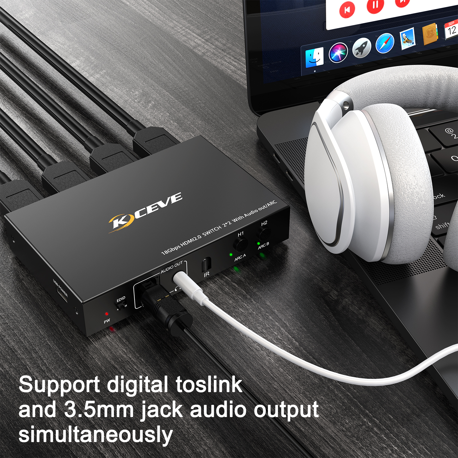 KVM Switch Dual Monitor 18Gbps 2x 2 SWITCH With ARC/Audio Extract 4K HD Display Switcher Support Wireless Remote Control