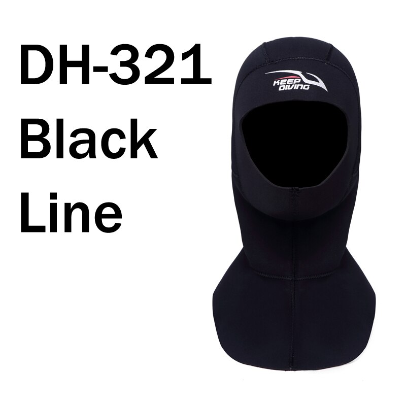 3MM Neoprene Diving Hoods Cap Hat Women Men Winter Snorkel Wetsuit Warm Head Cover Bibbed long to Shoulder Scuba Hoodies: KEEP DIVING Black / XL