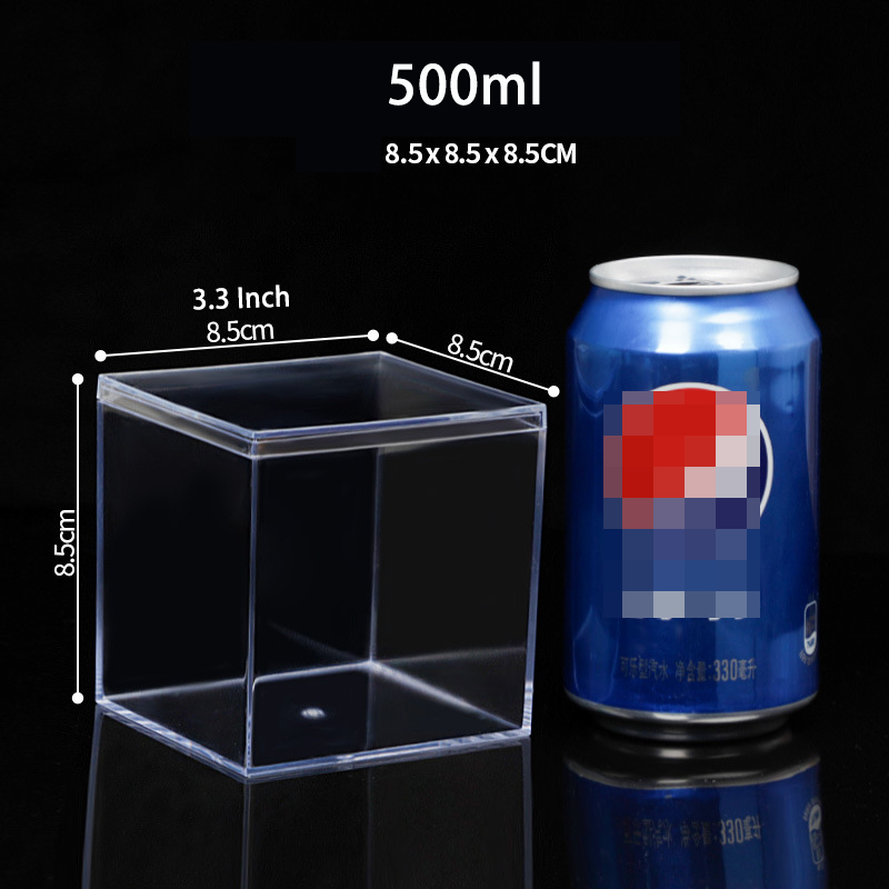 Cajas acrílicas transparentes con cubierta,caja transparente organizador de plástico maquillaje, pequeño , caja de embalaje cuadrada, contenedor de almacenamiento de dulces de comida para el hogar cajas de almace: Borgoña