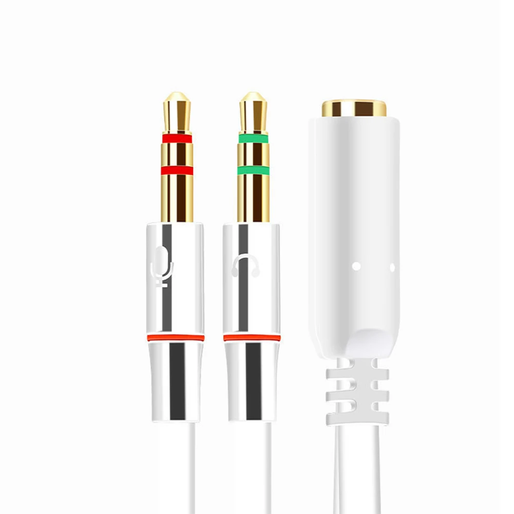 headset-splitter trrs 3.5mm hunnkontakt til til 3.5 trs hannkontakt hodetelefon-mikrofonadapter konverteringskabel til stasjonær bærbar pc: Svart