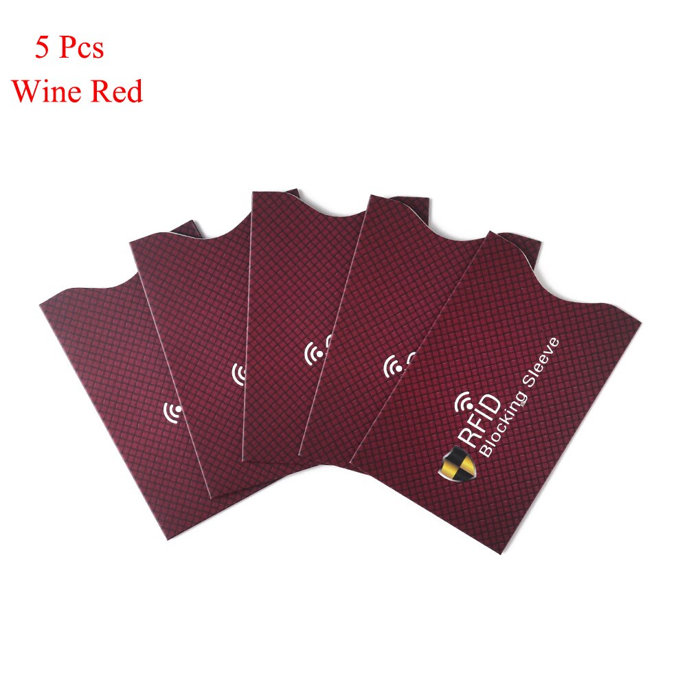 5Pcs Anti Diefstal Voor Rfid Credit Card Protector Blokkeren Kaarthouder Sleeve Skin Case Covers Bescherming Bankkaart Geval: wine red