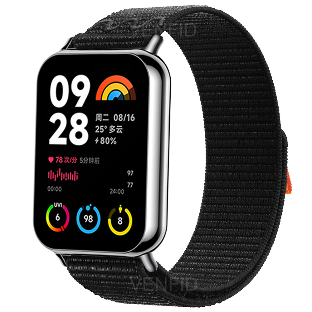 Magiskt nylonband för xiaomi mi band 8 pro/mi band 9 pro sport kvinnor män vävd klockarmband ögla för redmi klocka 4/5