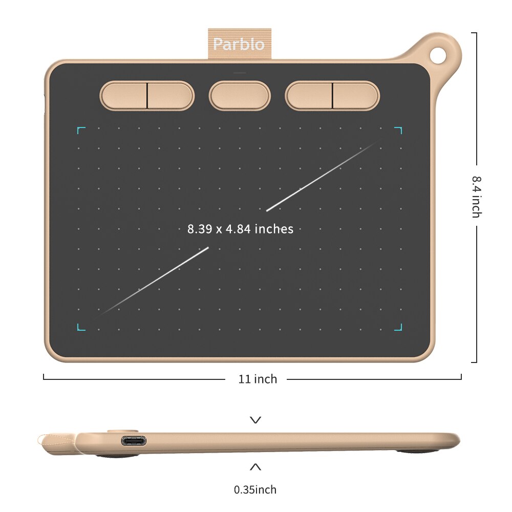 Parblo-tableta de dibujo gráfico Ninos S, artístico de firma, bolígrafo de presión 5080LPI, compatible con teléfono Android, 8192