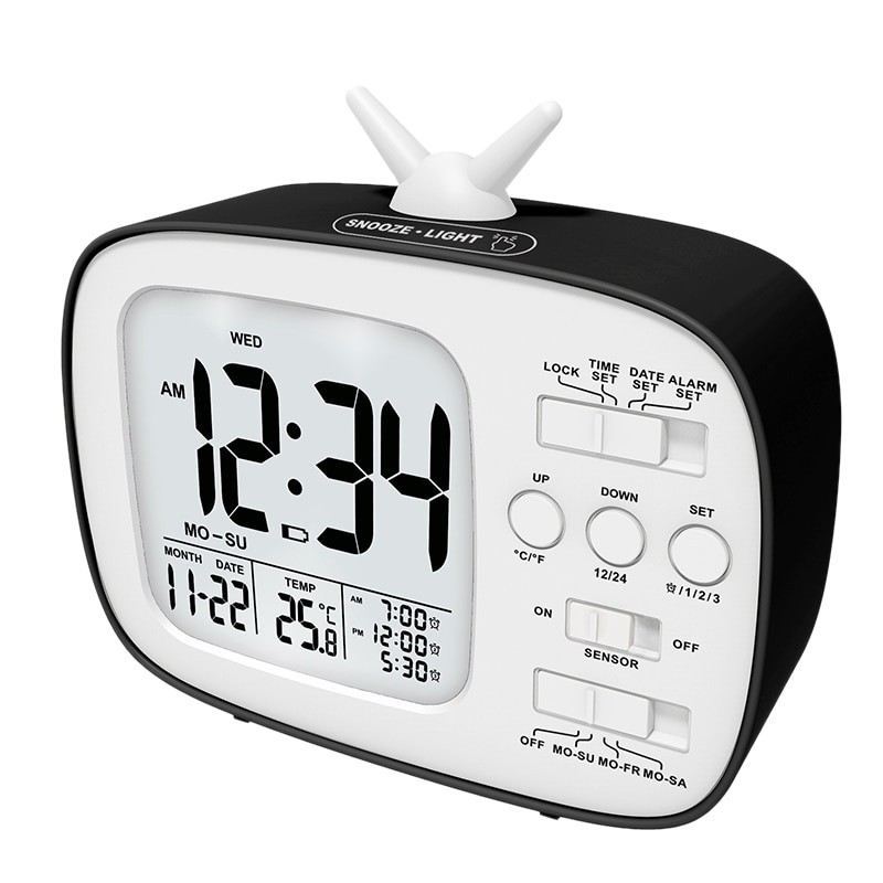 Digital Clock Retro TV Shape Alarm Clock Children Student Bedside Alarm Clock Display Digital Alarm Clock