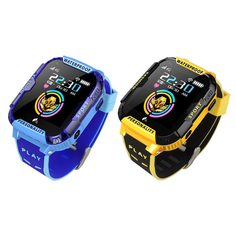 4G Children Smart Watch Child SOS Emergency Call Smartwatch GPS Positioning Tracking IP67 Waterproof Kid Watch Blue