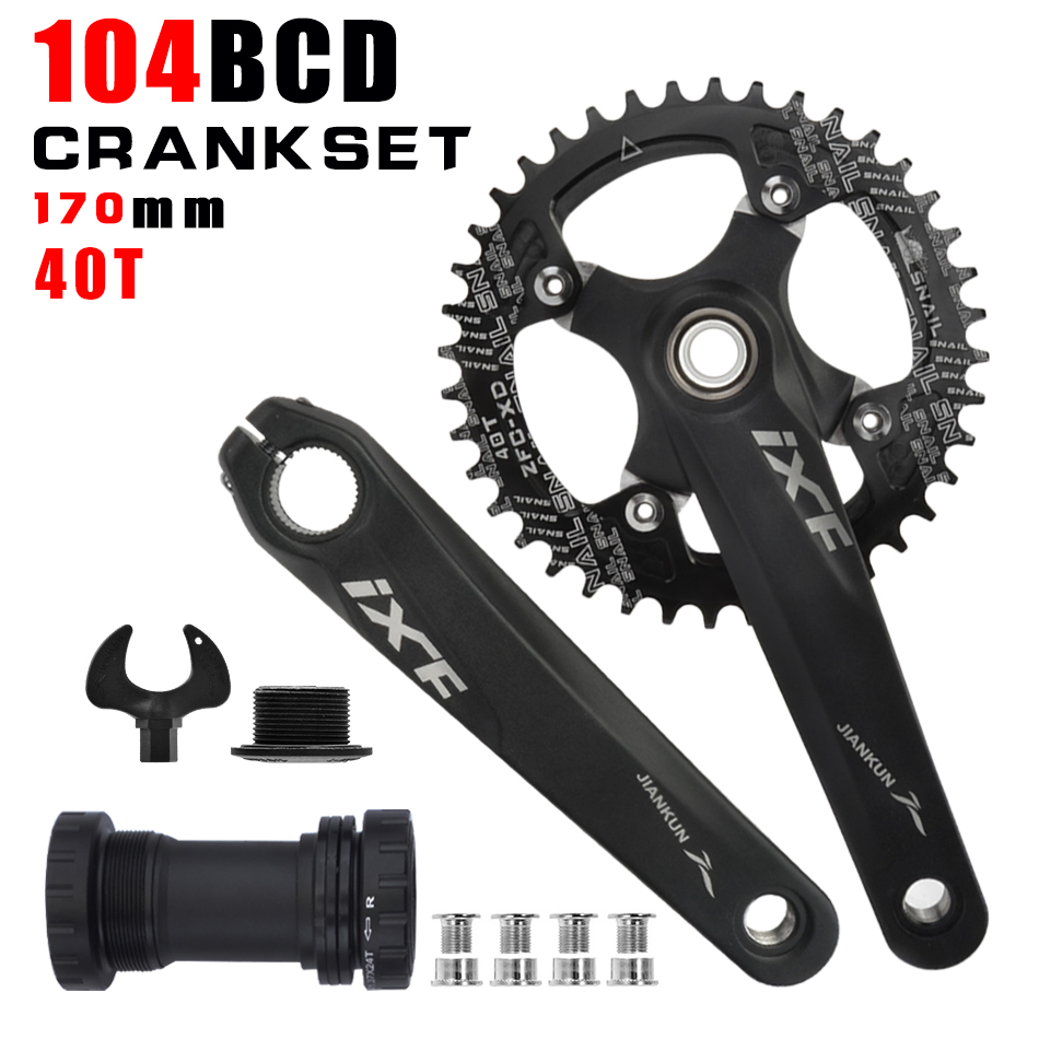 IXF MTB bike crankset bicycle hollow integrated crank modified single disc 104BCD 32 34 36 38 40 42T crankset bottom bracke: Light Grey